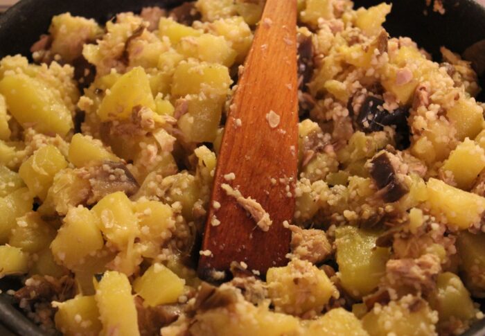 Poellée aubergine et thon